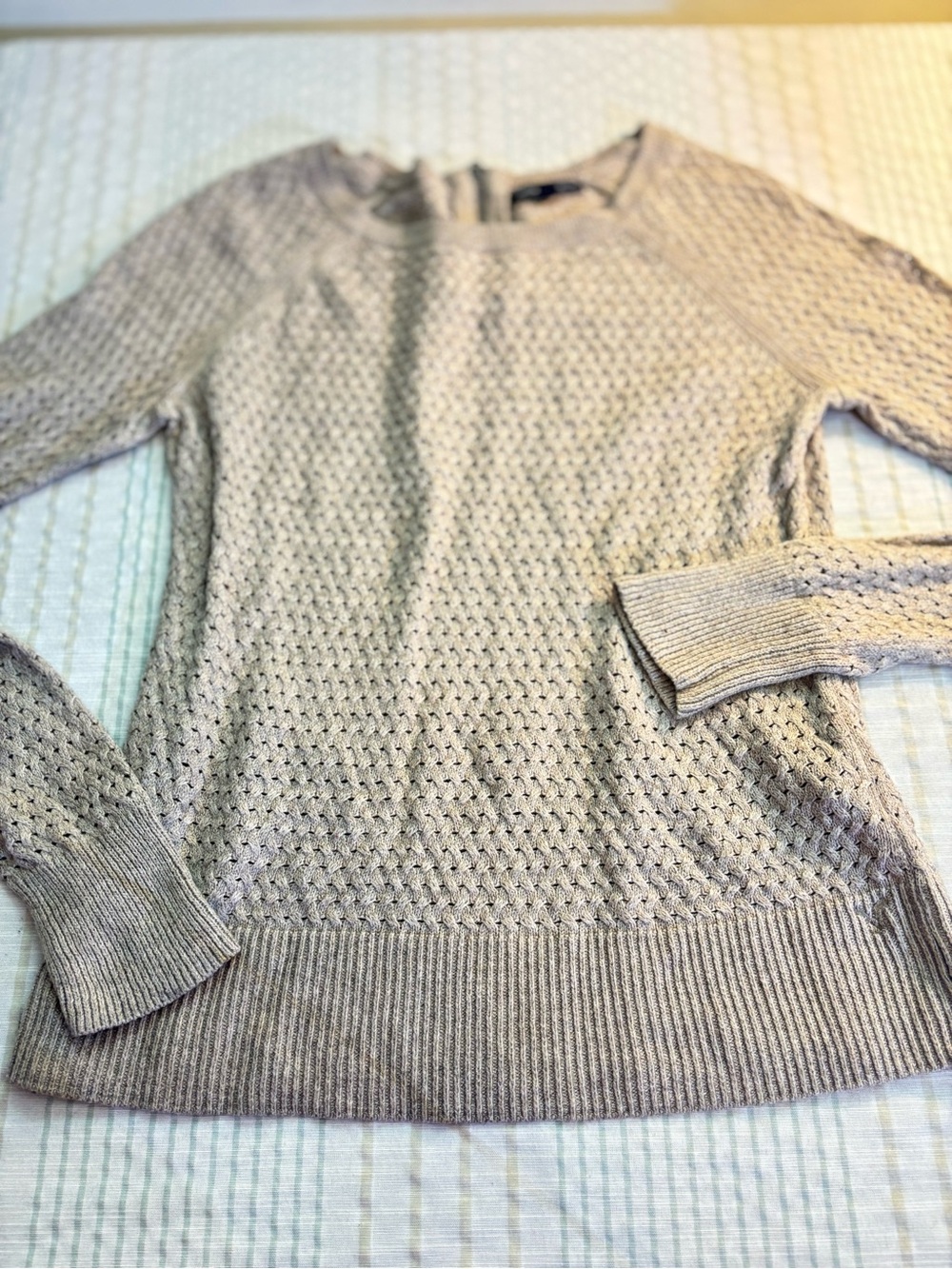 American Eagle Outfitters Light Cream Textured Crewneck Sweater